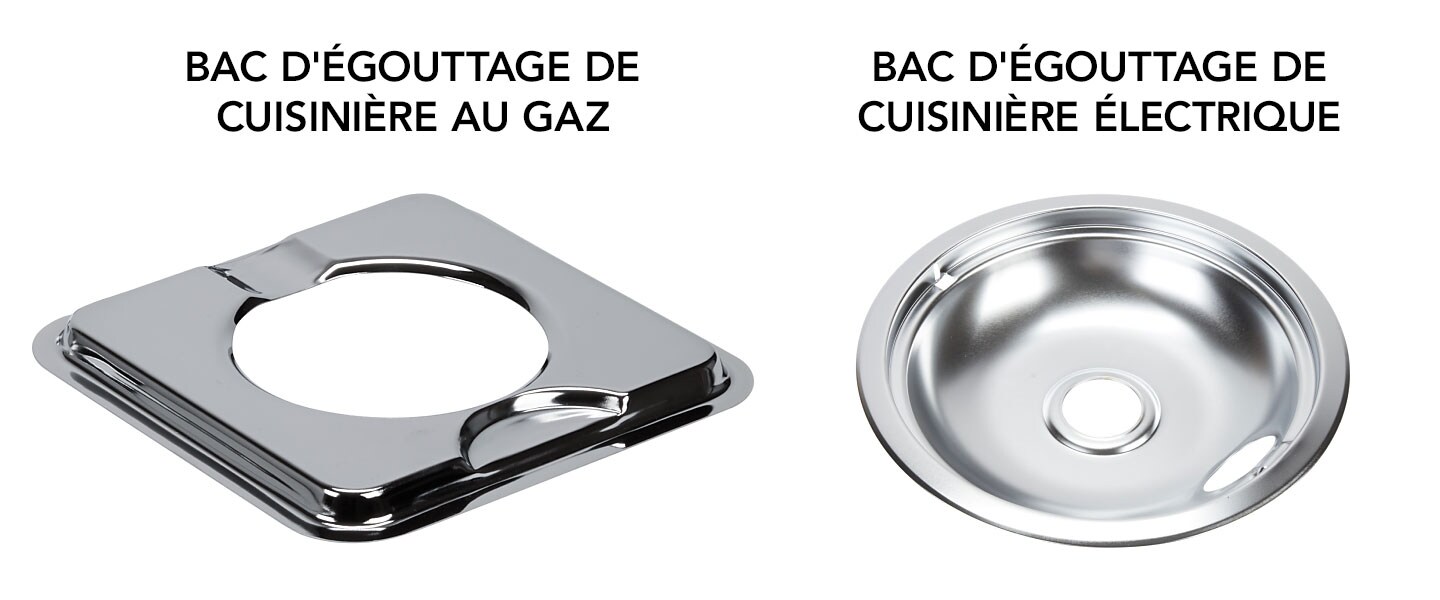 Des bacs d'égouttage pour cuisinières au gaz et électriques