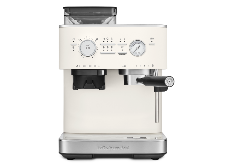 A Semi Automatic Espresso Machine with Burr Grinder.