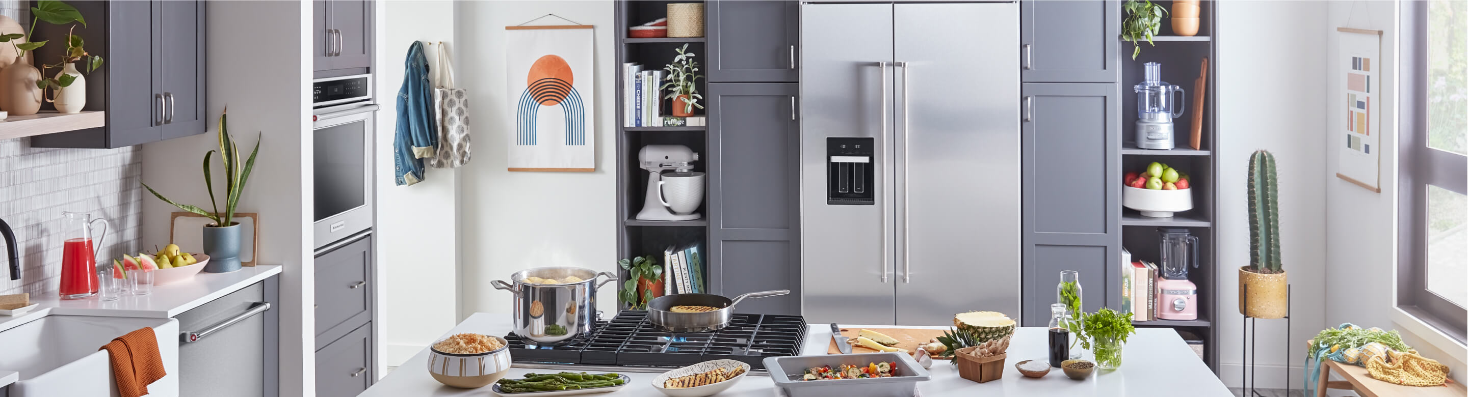 KitchenAid® Built-In Side-by-Side Refrigerator installed in kitchen