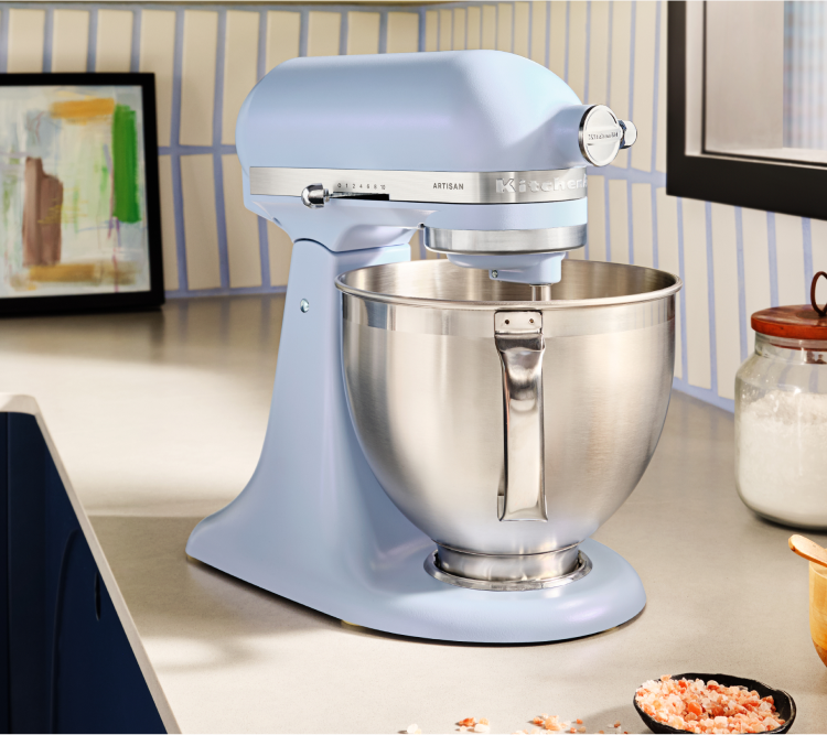 An Artisan® Series Stand Mixer in Blue Salt.