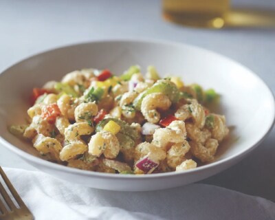 A bowl of homemade noodles and vegetables.