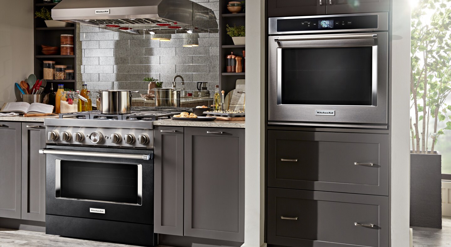  KitchenAid® single wall oven in a modern kitchen