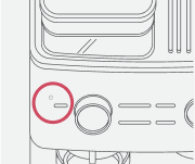 An infographic depicting the power button on the espresso machine