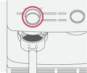 An infographic depicting the grind start button on an espresso machine