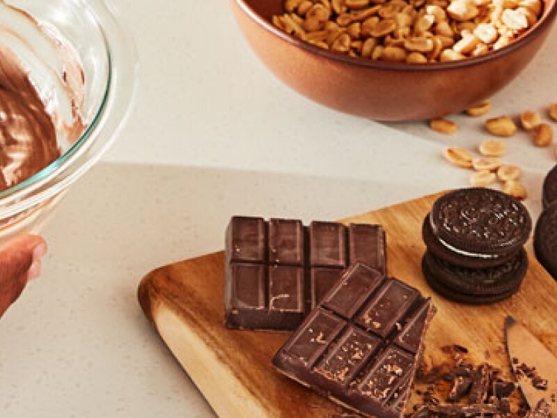 Chocolate on a cutting board