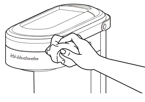 Hand wiping espresso machine with soft cloth