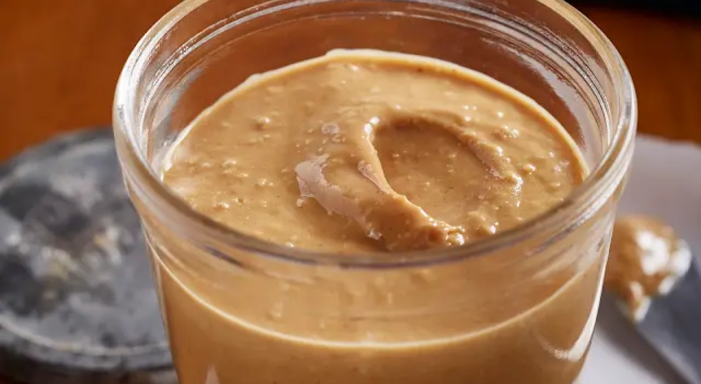 Jar of homemade peanut butter