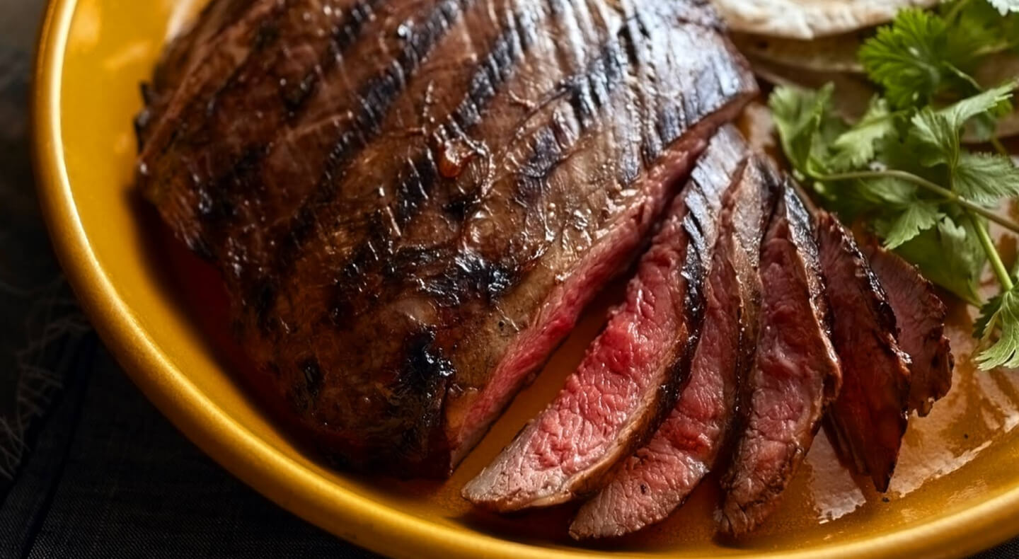 Steak cuit et tranché