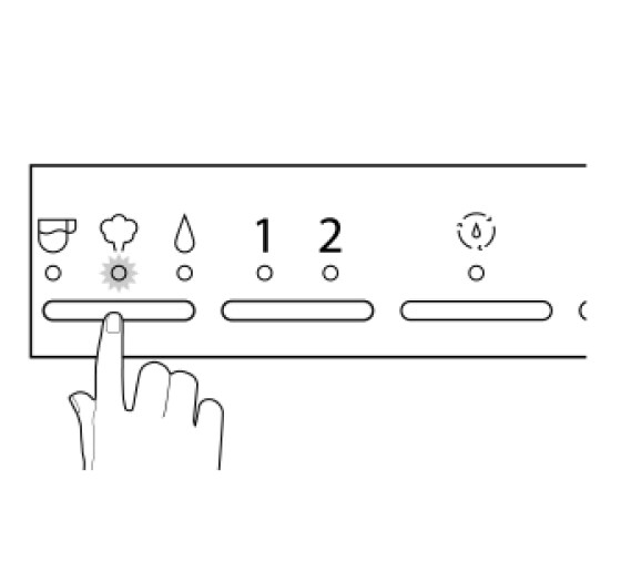 An illustration shows a finger pressing the buttons to switch the mode to steam on the display panel.