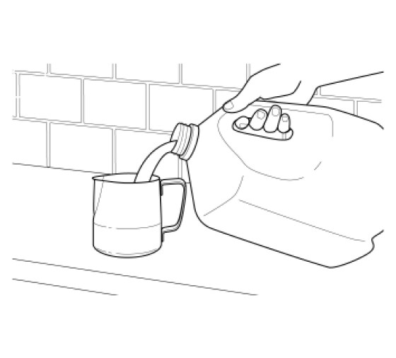 An illustration shows milk being poured into a cup.