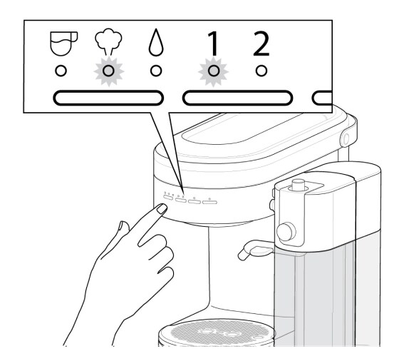 The illustration shows the different steam setting functions on a Espresso Machine.