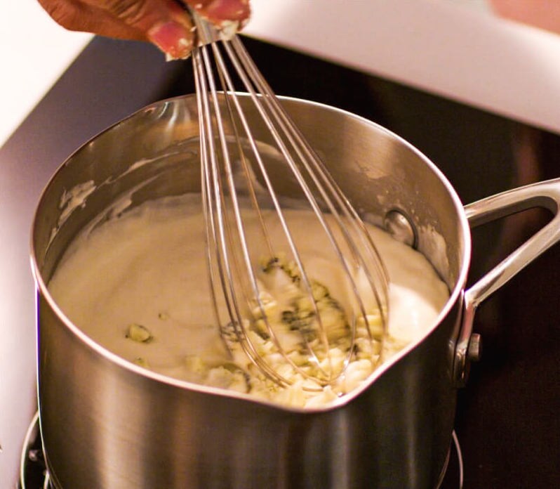 A pot on an induction cooktop.