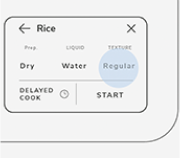 An infographic depicting a prompt to select the preferred texture for rice.