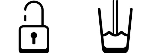 A lock icon and measured water fill icon.