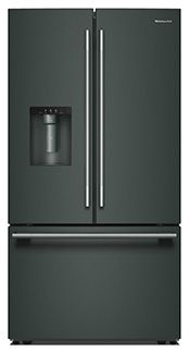 A KitchenAid French Door Refrigerator with a Bottom Freezer and an exterior water dispenser.