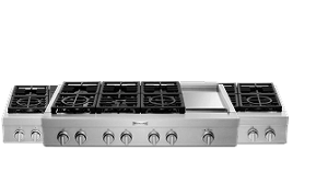 Three KitchenAid® commercial-style cooktops