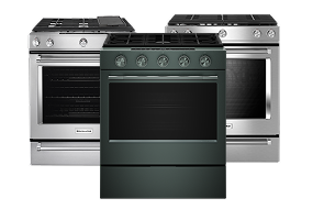 A collage of KitchenAid® Slide-In Ranges