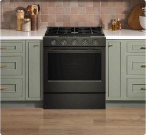 A Black Ore range in a contemporary kitchen.