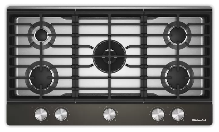 KitchenAid® 36 in. Gas Cooktop with 5 Burners and Integrated Wok