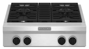 Table de cuisson au gaz 30 po, style commercial, KitchenAid®, 4 brûleurs