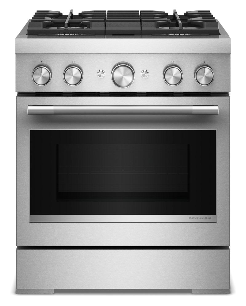 KitchenAid 30-Inch 4 Burner Commercial-Style Dual Fuel Range with No Preheat Air Fry Mode