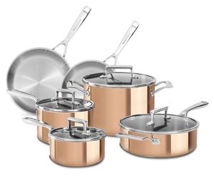 Batterie de cuisine 10 pièces en cuivre triple épaisseur KitchenAid®