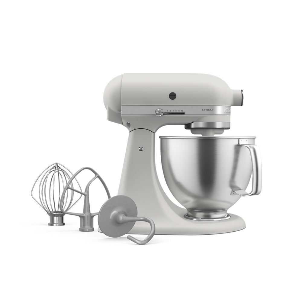 Batteur sur socle KitchenAid® de 5 pintes avec bol en acier inoxydable brossé.