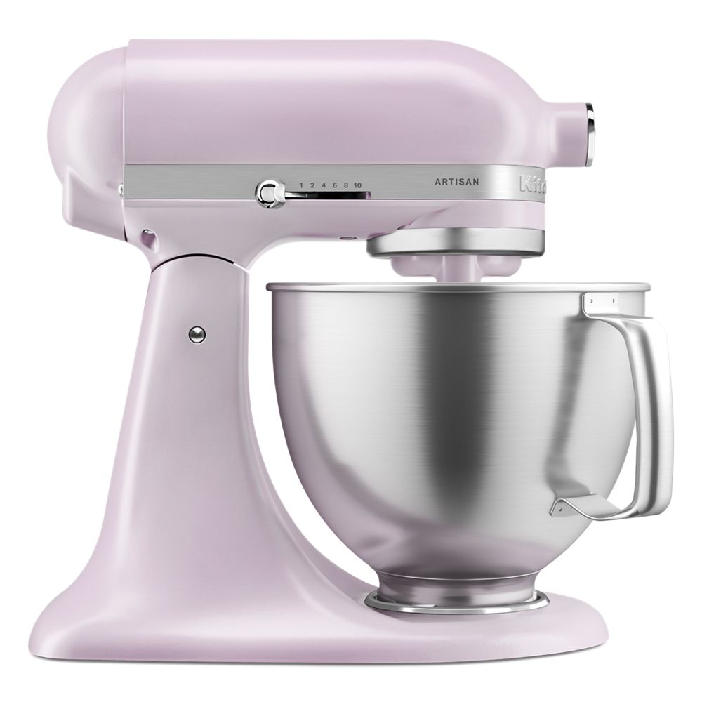 Batteur sur socle KitchenAid® de 5 pintes avec bol en acier inoxydable brossé.