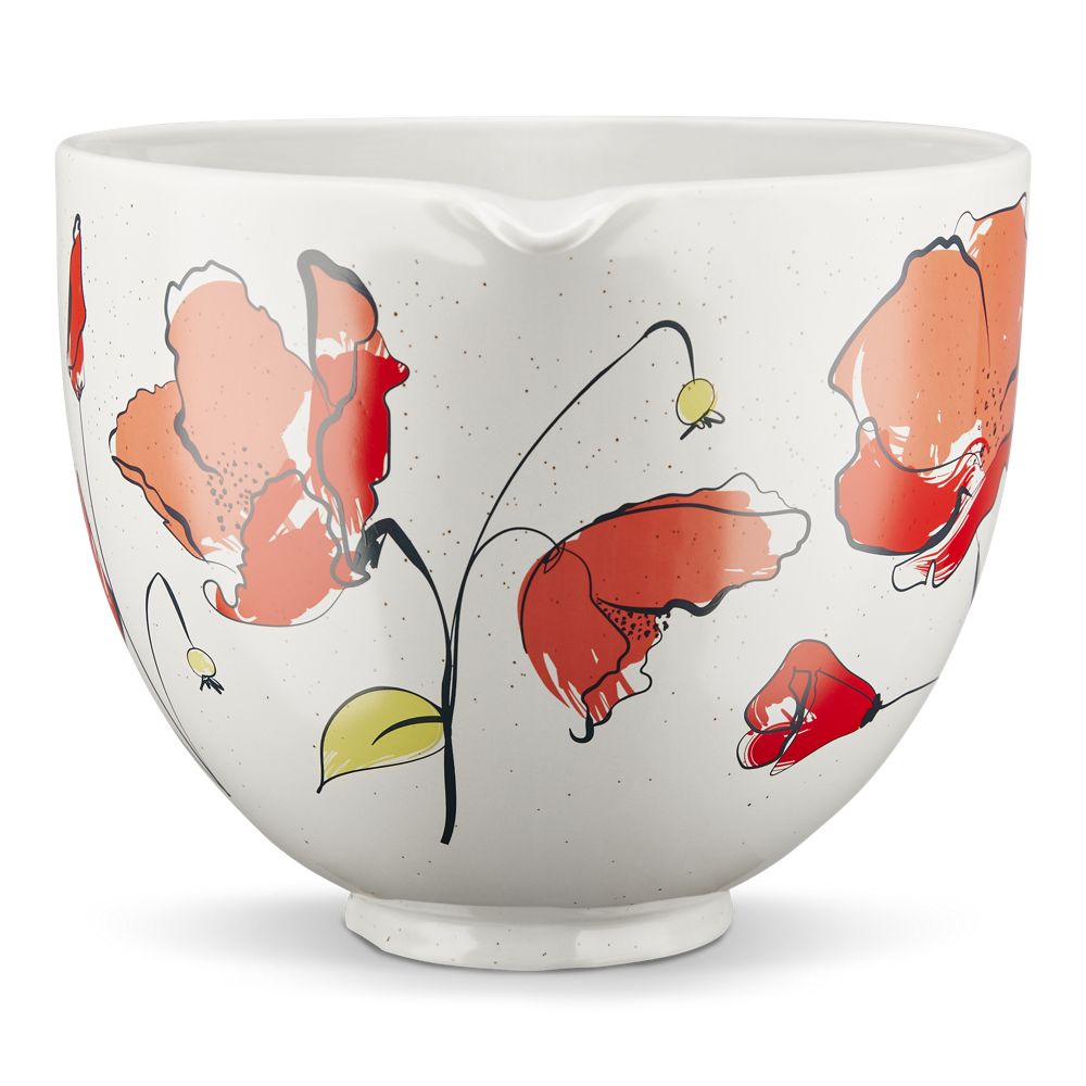 Bol en céramique de 5 pintes avec motifs de coquelicots