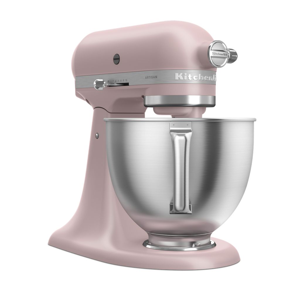 Batteur sur socle KitchenAid® de 5 pintes avec bol en acier inoxydable brossé.