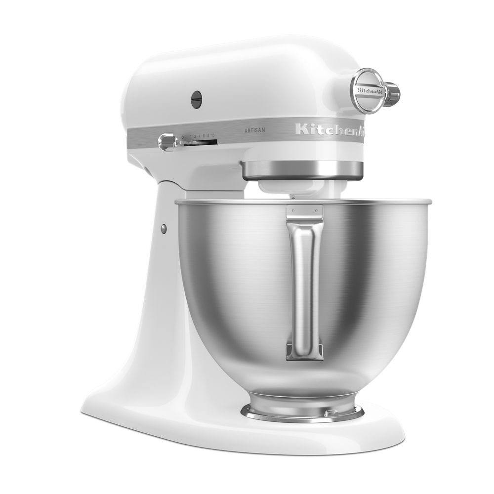 Batteur sur socle KitchenAid® de 5 pintes avec bol en acier inoxydable brossé.