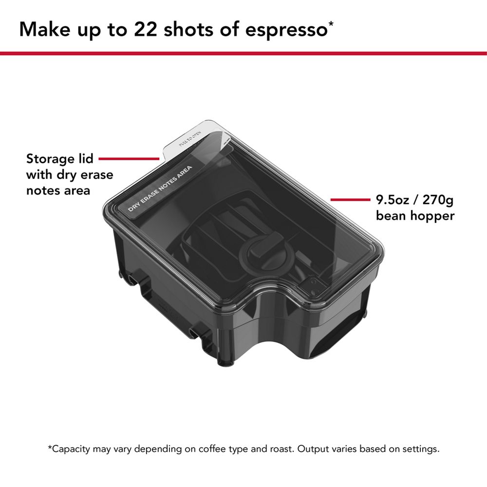 9.5 Oz. Removable Bean Hopper with lid for KitchenAid® Fully Automatic Espresso Machines - KF6, KF7, KF8