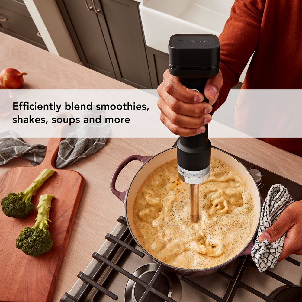 Mélangeur à main KitchenAid Go™ sans fil avec accessoires - Pile comprise