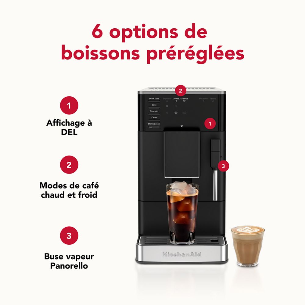 Machine à espresso entièrement automatique KF2 avec moulin - De l’espresso chaud au café glacé, dans le confort de chez vous