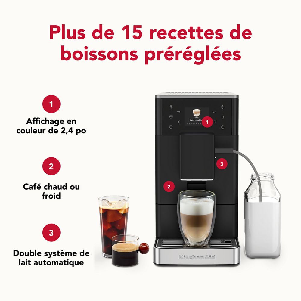 Machine à espresso entièrement automatique KF3 avec moulin - De l’espresso chaud au café glacé, dégustez un café personnalisé dans le confort de chez vous