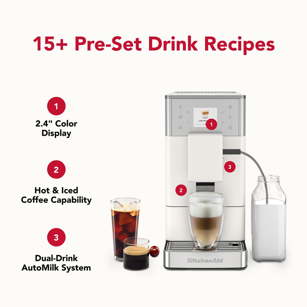 Fully automatic espresso machine KF3 with grinder – from hot espresso to iced coffee drinks, enjoy custom coffee at home.