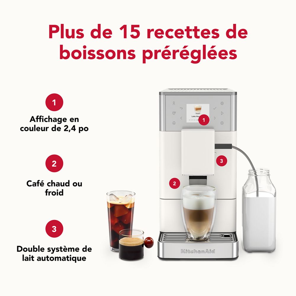 Machine à espresso entièrement automatique KF3 avec moulin - De l’espresso chaud au café glacé, dégustez un café personnalisé dans le confort de chez vous