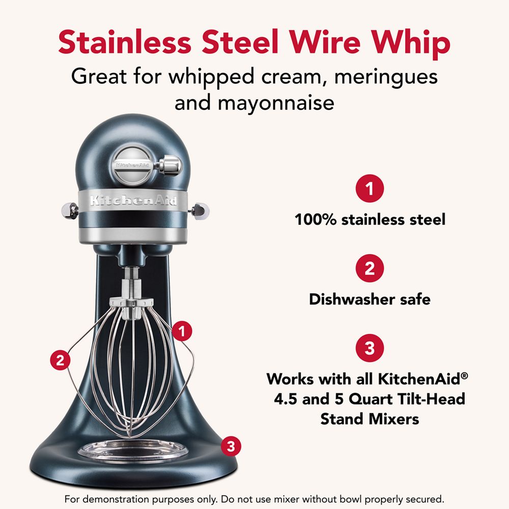 Durable stainless steel wire whip for select KitchenAid® tilt-head stand mixers