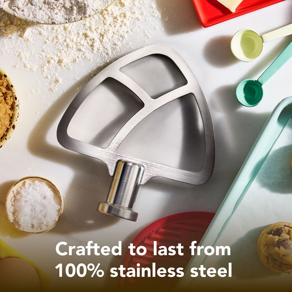 Durable stainless steel flat beater for select KitchenAid® tilt-head stand mixers