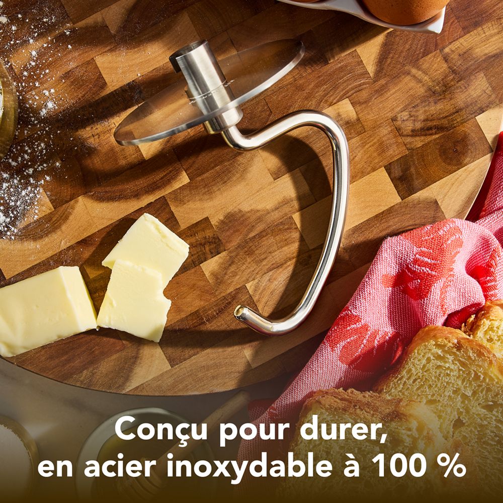 Crochet pétrisseur en acier inoxydable durable pour certains batteurs sur socle KitchenAid® à tête inclinable