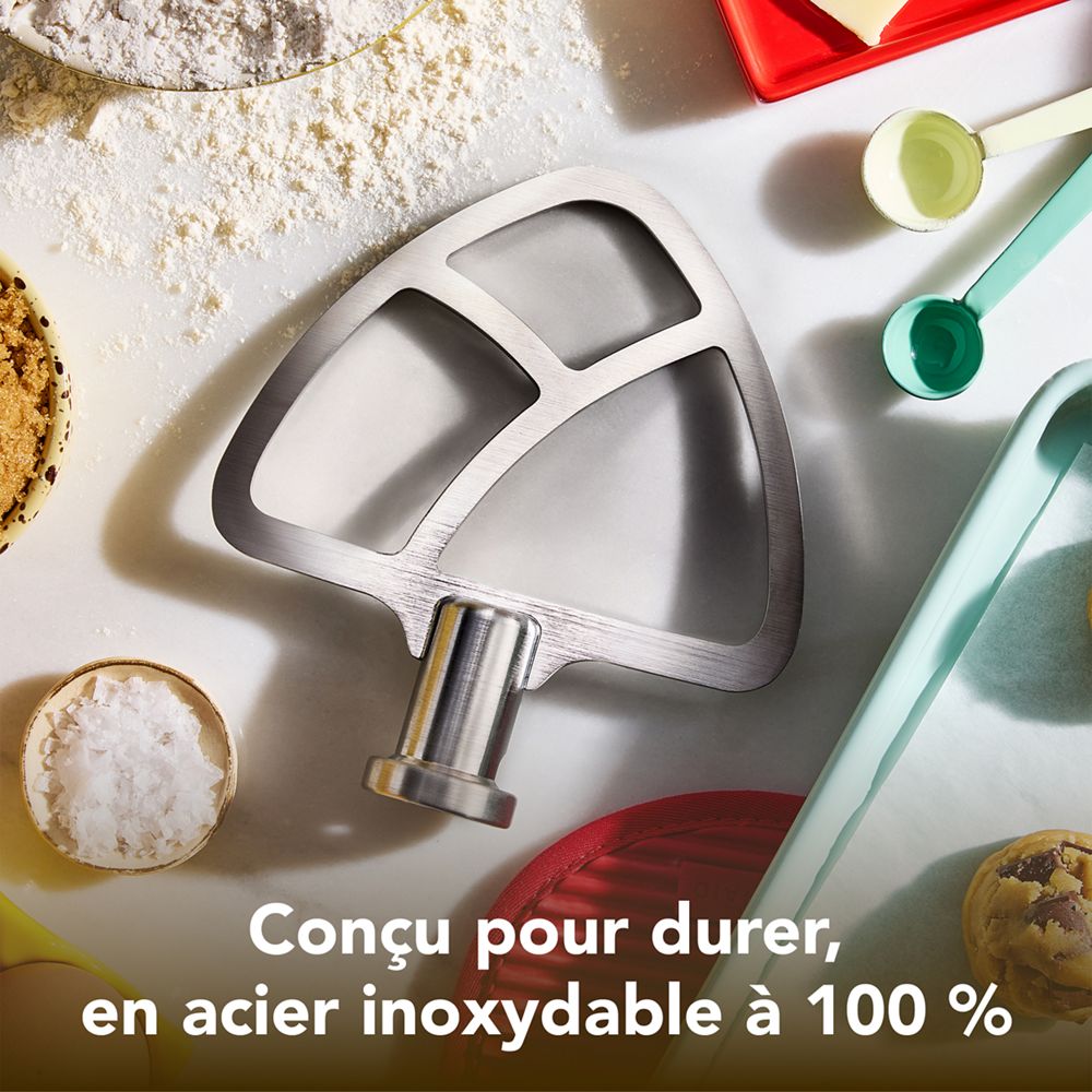 Batteur plat durable en acier inoxydable pour certains batteurs sur socle KitchenAid® à tête inclinable