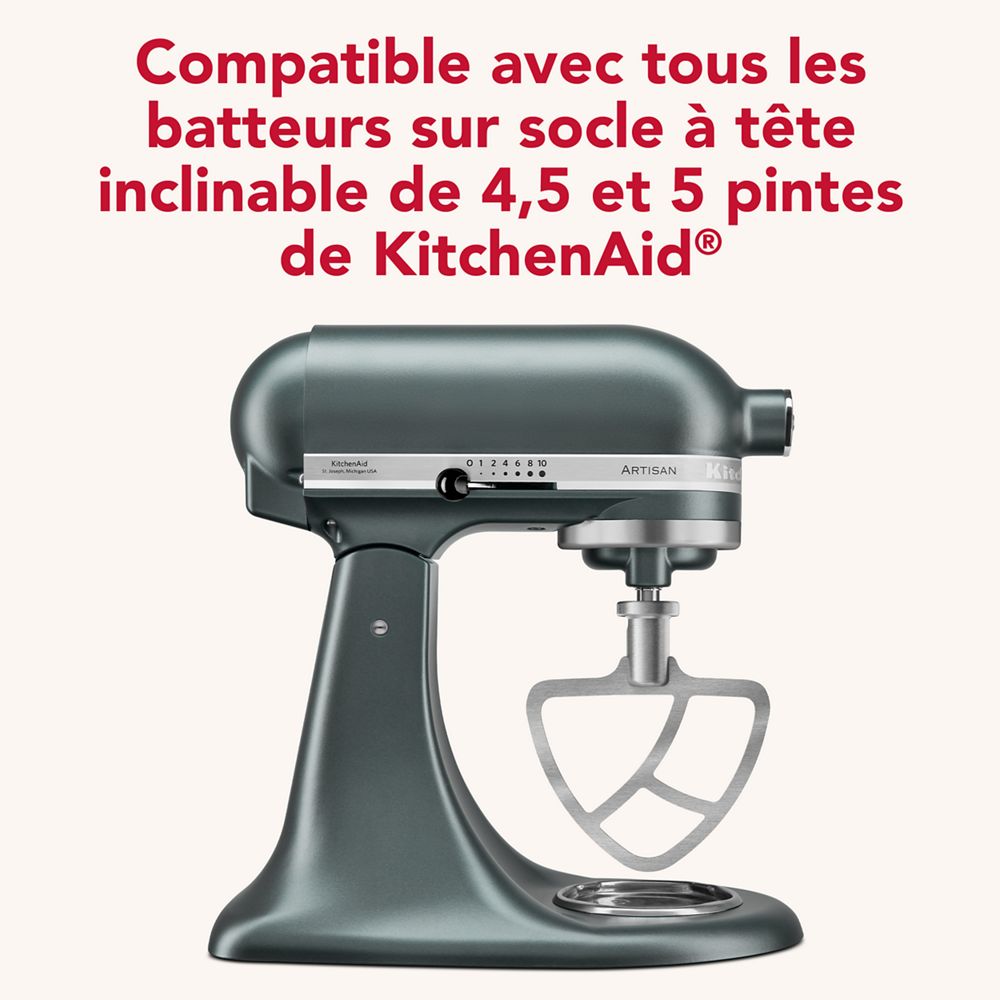 Batteur plat durable en acier inoxydable pour certains batteurs sur socle KitchenAid® à tête inclinable