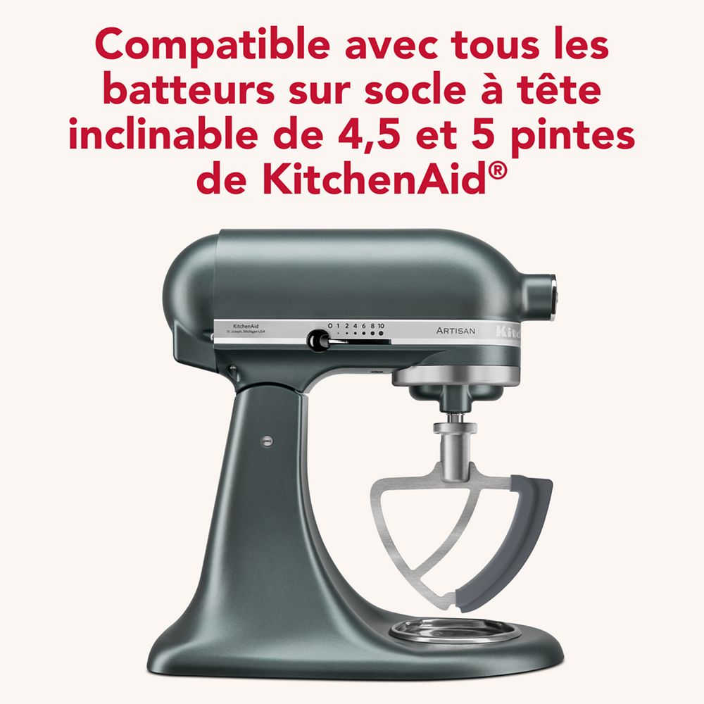 Batteur à bord souple durable en acier inoxydable pour certains batteurs sur socle KitchenAid® à tête inclinable