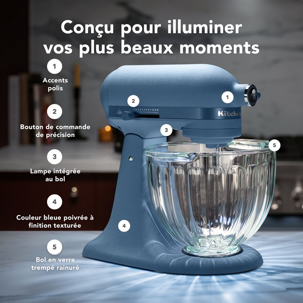 Batteur sur socle à tête inclinable KitchenAid® série Design Luminaire 2026